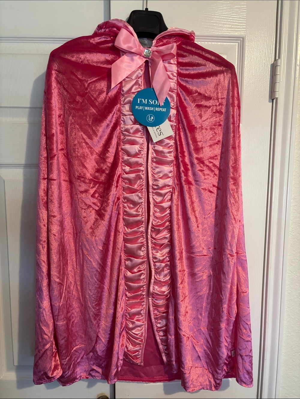 Girls Pink Satin Hooded Cape Costume - Classic Halloween Dress-Up